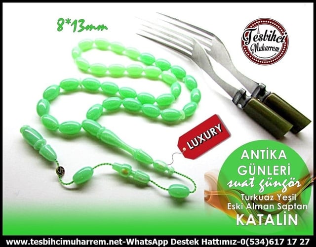 Eski Alman Çatal Takımından Yeşil Katalin Tesbih Antika Günleri