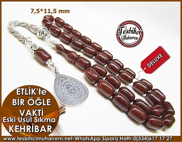 Eski Usül Sıkma Kehribar Tesbih 7,5*11,5 mm Etlik'te Bir Öğle Vakti