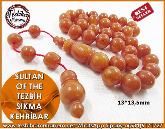 Sıkma Kehribar Tesbih 13*13,5 mm Sultan Of The Tezbih