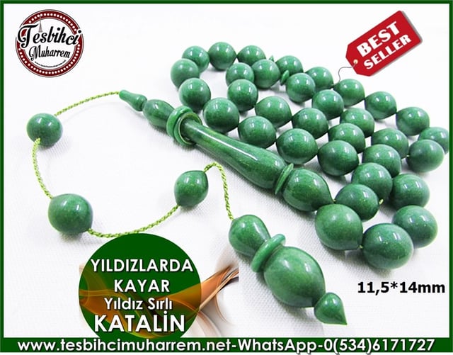 ESKİ KATALİN TESBİH 11,5*14 mm YILDIZ SIRLI YILDIZLARDA KAYAR
