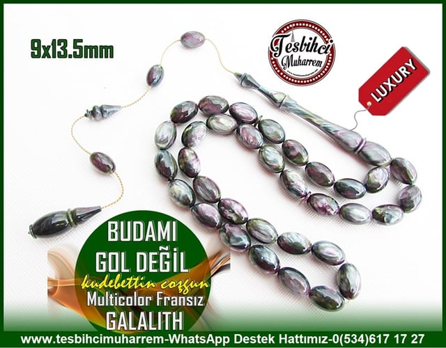 Galanit TesbihTM11099Fransız Galalith Tesbih Badem Kesim Multicolor Budamı Gol DeğilFransız Galalith Tesbih Badem Kesim Multicolor Budamı Gol Değil