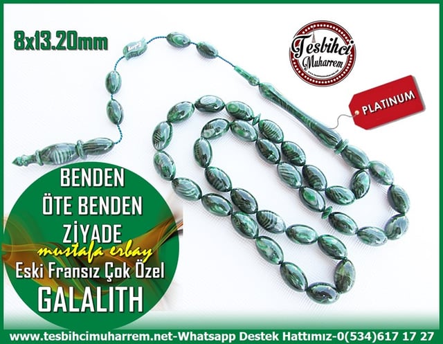 Galanit TesbihTM110153Galalith Tesbih Eski Fransız Çok Özel Platinum Yeşil Beyzi Benden Öte Benden ZiyadeGalalith Tesbih Eski Fransız Çok Özel Platinum Yeşil Beyzi Benden Öte Benden Ziyade