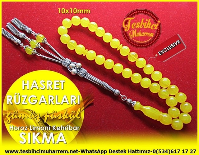 Gümüş Püskül Horoz İmame Sıkma Kehribar Tesbih Hasret Rüzgarları