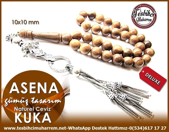 Günlük Çekim Kurt Başlı Gümüş Püskül Küre Kesim Kuka Tesbih Asena