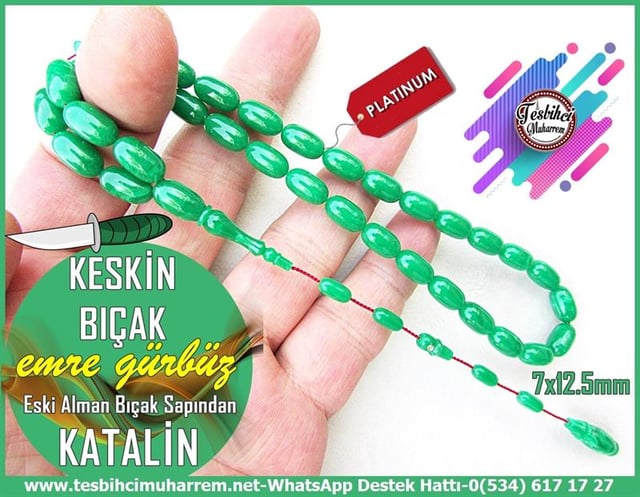 Katalin Ve Bağa TesbihlerTM12521Katalin Tesbih Eski Bıçak Takımından Yeşil Renk Badem Kesim Keskin Bıçak Tesbih Katalin Tesbih Eski Bıçak Takımından Yeşil Renk Badem Kesim Keskin Bıçak Tesbih 
