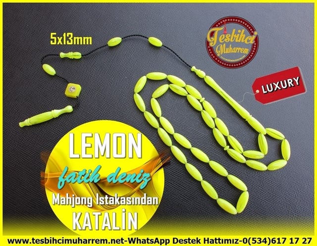 Tesbihci Muharrem Kolleksiyonluk TesbihlerTM11204Katalin Tesbih Eski Mahjong Istakasından Uzun Arpa Limoni Lemon  Katalin Tesbih Eski Mahjong Istakasından Uzun Arpa Limoni Lemon  