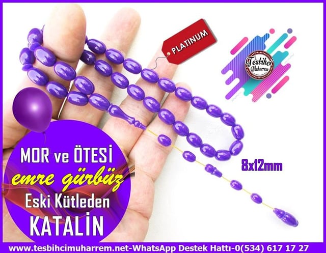 Katalin Ve Bağa TesbihlerTM12523Katalin Tesbih Eski Objeden Mor Renk Badem Kesim Mor ve Ötesi Tesbih Katalin Tesbih Eski Objeden Mor Renk Badem Kesim Mor ve Ötesi Tesbih 