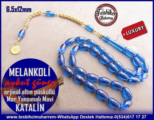 Orjinal Eski Alman Kehribar TesbihlerTM11048Katalin Tesbih Orjinal Altın Püsküllü Mor Yansımalı Mavi Alman Melankoli Katalin Tesbih Orjinal Altın Püsküllü Mor Yansımalı Mavi Alman Melankoli 