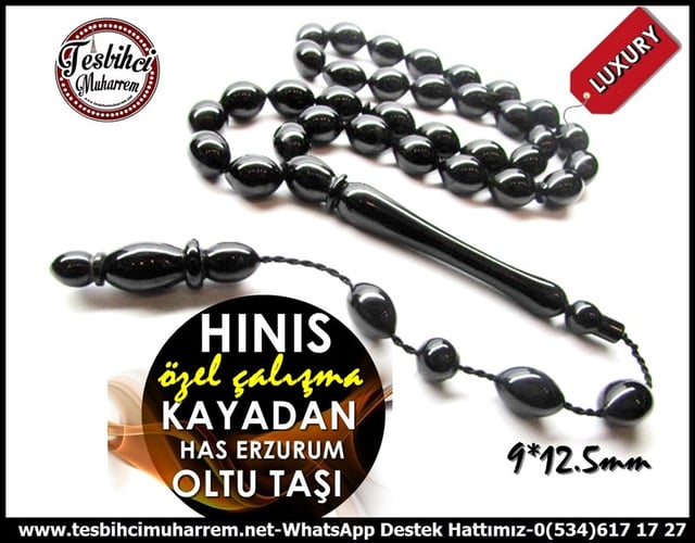 Kayadan Orjinal Has Erzurum Oltu Taşı Black Amber Tesbih Hınıs