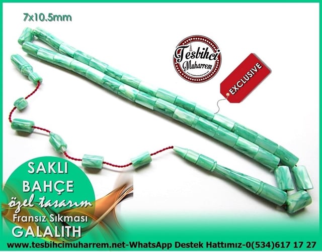 Kesme Model Sedefli Eski Fransız Sıkması Galalith Tesbih Saklı Bahçe
