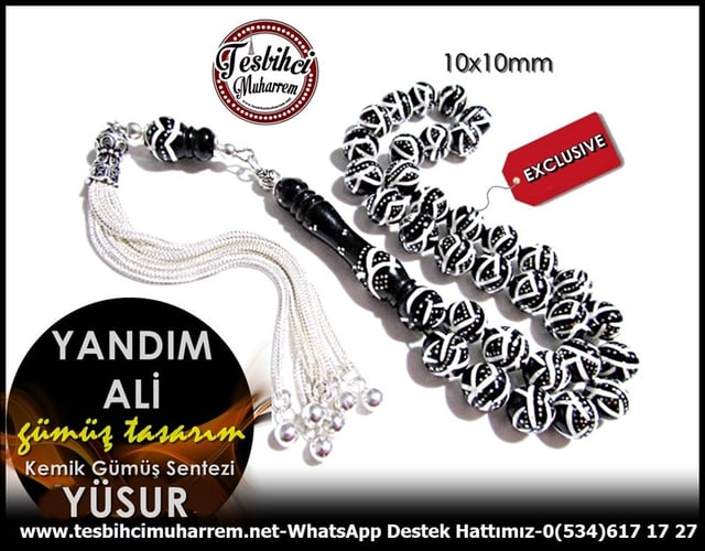 Küre Kesim Gümüş Kakma Kemik Yüsur Çalışma Tesbih Yandım Ali 