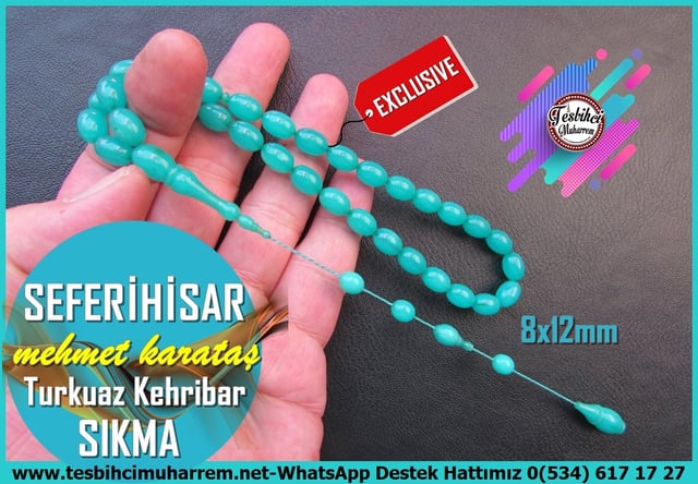 Hareli Turkuaz Kehribar TesbihlerTM14429Mehmet Karataş Usta İşçilikli Turkuaz Renk Sıkma Kehribar Tesbih I Özel Tasarım Badem Kesim Seferihisar TesbihTurkuaz Renk Sıkma Kehribar Tesbih I Özel Tasarım Badem Kesim Seferihisar Tesbih