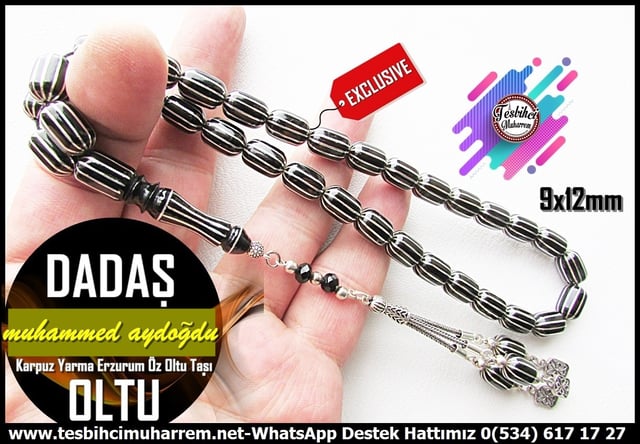 Oltu Taşı TesbihlerTM14348Muhammed Aydoğdu Usta İşçilikli 12'li Karpuz Dilim Erzurum Oltu Taşı Tespih I Ful Gümüş Tasarım Dadaş Tesbih12'li Karpuz Dilim Erzurum Oltu Taşı  Tespih I Ful Gümüş Tasarım Dadaş Tesbih