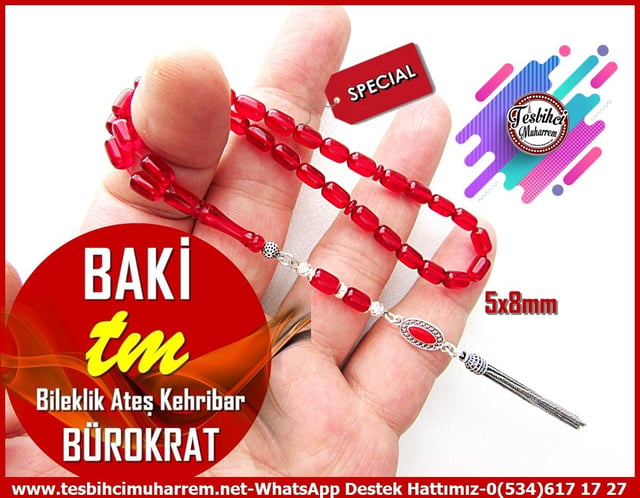 Maskot, Bileklik ve Bürokrat TespihlerTM13820Muharrem Karaoğlu Dizayn | Ateş Kehribar Bürokrat Tespih, Bilek Boy, Kırmızı Renk, 