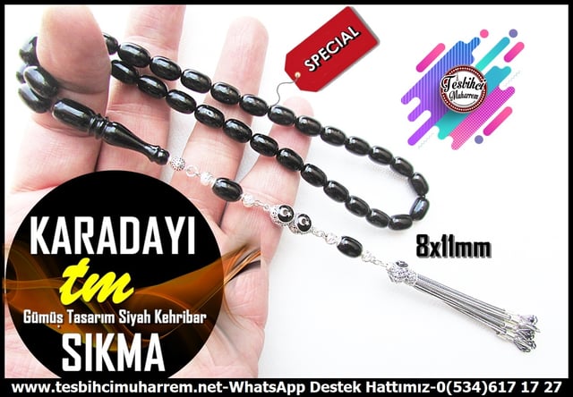 Siyah Kehribar TesbihlerTM14160Muharrem Karaoğlu Usta Dizayn Tespih Sıkma Kehribar I Badem Model Mineli Ay Yıldız Gümüş Püskül Siyah Karadayı TesbihTespih Sıkma Kehribar  I Badem Model Mineli Ay Yıldız Gümüş Püskül Siyah Karadayı Tesbih