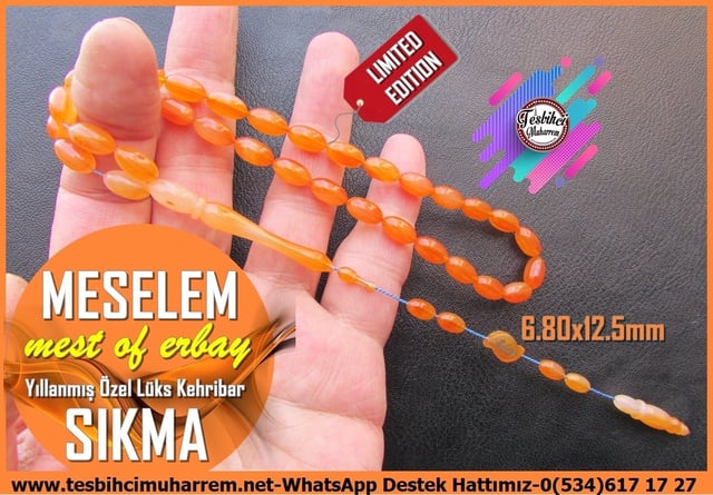 Kayısı Kehribar TesbihlerTM14234Mustafa Erbay Usta İmzalı Gerbera Turuncu Sıkma Kehribar Tespih I Beyzi Kesim Limited Edition Meselem TesbihGerbera Turuncu Sıkma Kehribar Tespih I Beyzi Kesim Limited Edition Meselem Tesbih 