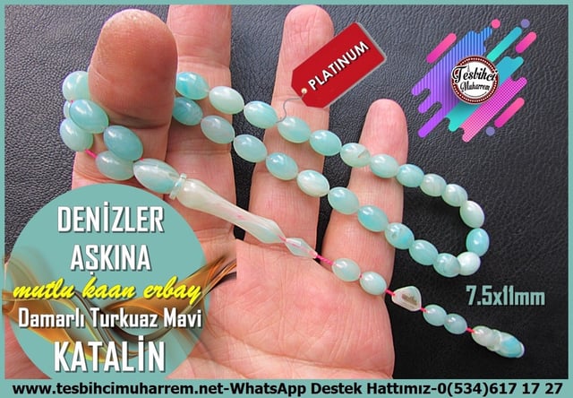 Katalin Ve Bağa TesbihlerTM14261Mutlu Kaan Erbay Usta İmzalı Turkuaz Mavi Katalin Tespih I Damarlı Beyzi Kesim Denizler Aşkına TesbihTurkuaz Mavi Katalin Tespih I Damarlı Beyzi Kesim Denizler Aşkına Tesbih