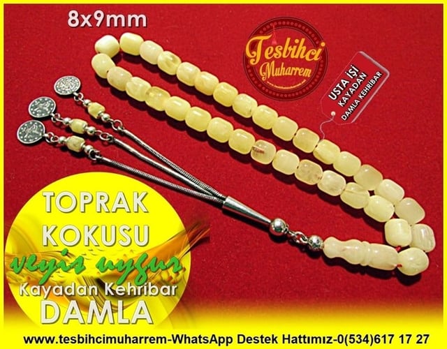 Orjinal Gümüş Çalışma Ukrayna Doğal Damla Kehribar Tesbih Toprak Kokusu