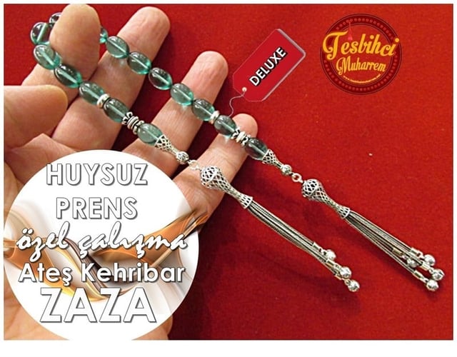 Orjinal Gümüş Püskül Çalışma Ateş Kehribar Zaza Tesbih Huysuz