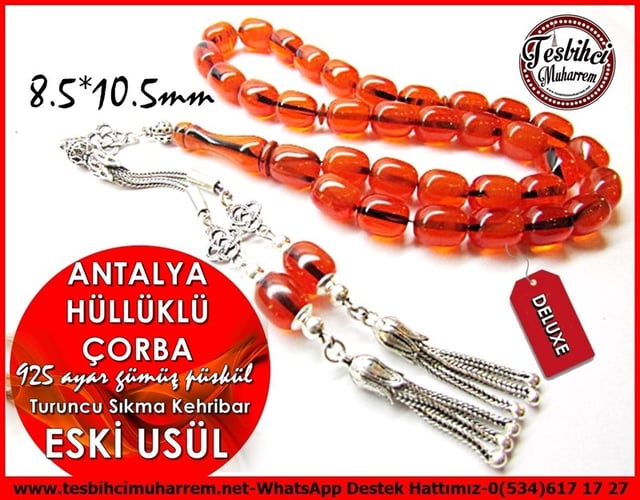 Orjinal Gümüş Püskül Eski Usül Sıkma Kehribar Tesbih Antalya Höllüklü Çorba
