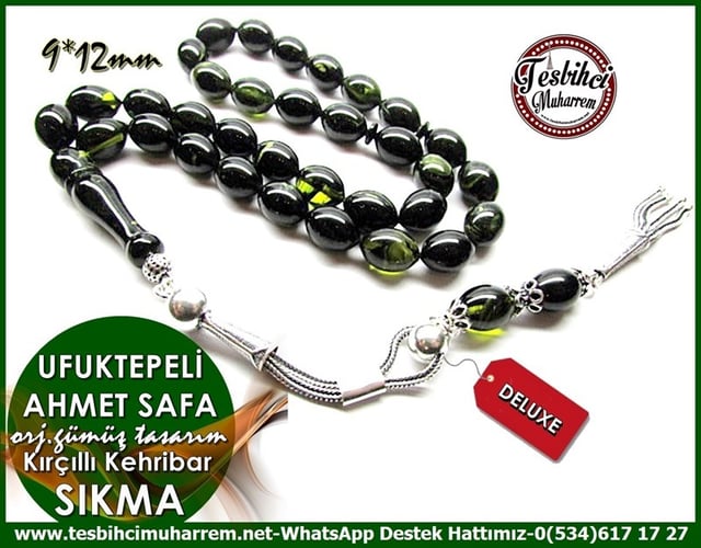 Orjinal Gümüş Püskül Kırçıllı Sıkma Kehribar Tesbih Ufuktepeli Ahmet Safa