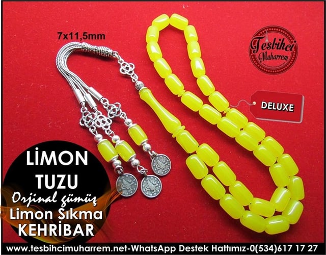 Orjinal Gümüş Tasarım Limon Sıkma Kehribar Tesbih Limon Tuzu