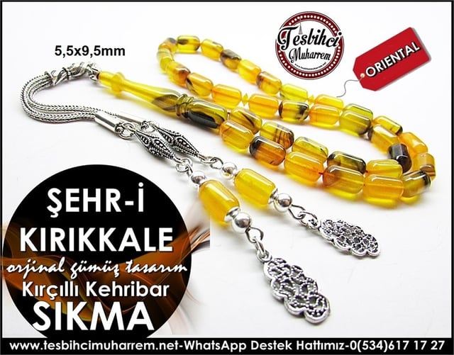 Orjinal Gümüş Tasarım Sıkma Kehribar Tesbih Şehr-i Kırkkale