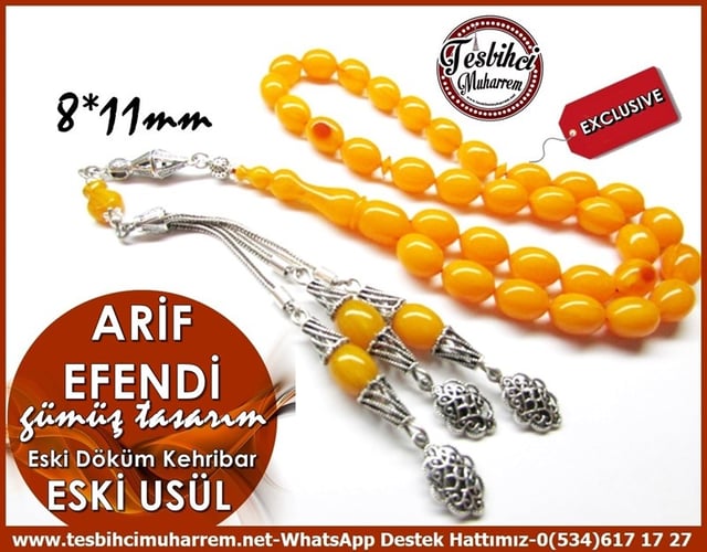 Orjinal Özel Gümüş Tasarım Eski Döküm Sıkma Kehribar Arif Efendi