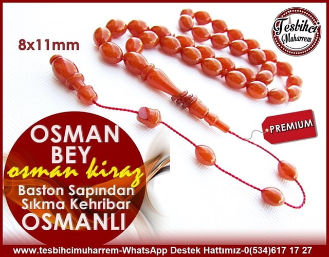 Osman Kiraz Ustadan Antika Baston Sapından Yapılma Kayısı Osmanlı Sıkma Kehribar Tesbih Osman Bey