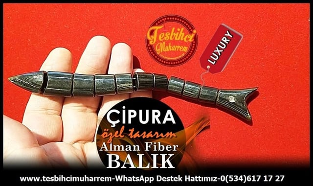 Özel Çalışma Alman Siyah Fiber Balık Zaza Tesbih Çipura