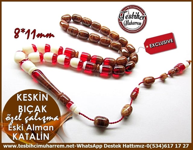 Özel Çalışma Bıçak Sapından Tricolor Eski Alman Katalin Tesbih Keskin Bıçak