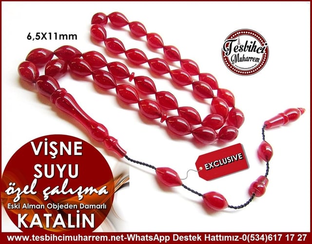 Özel Çalışma Cherry Objeden Eski Alman Katalin Tesbih Vişne Suyu