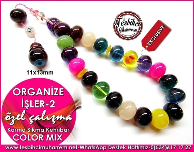 Özel Çalışma Color Mix Efe Sıkma Kehribar Tesbih Organize İşler-2