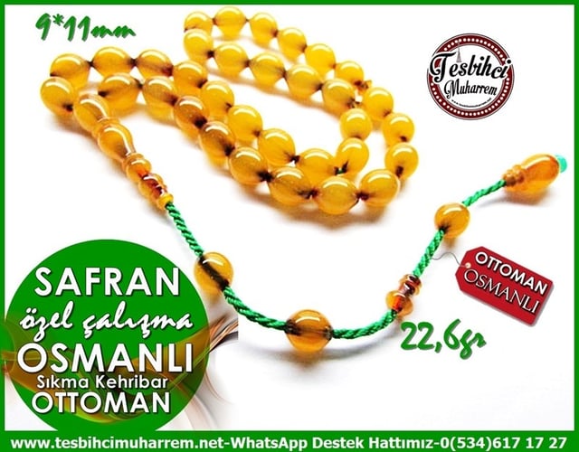 Özel Çalışma Damarlı Kayısı Osmanlı Sıkma Kehribar Tesbih Safran