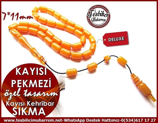 Özel Çalışma Damarlı Sıkma Kehribar Tesbih Kayısı Pekmezi