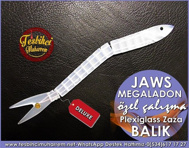 Özel Çalışma El İşçiliği Plexiglass Balık Tesbih Jaws Megaladon 