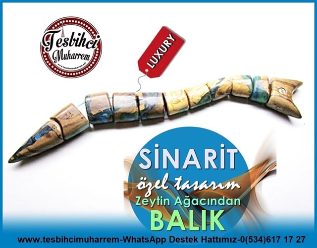 Özel Çalışma Epox Zeytin Ağacı Balık Zaza Tesbih Sinarit