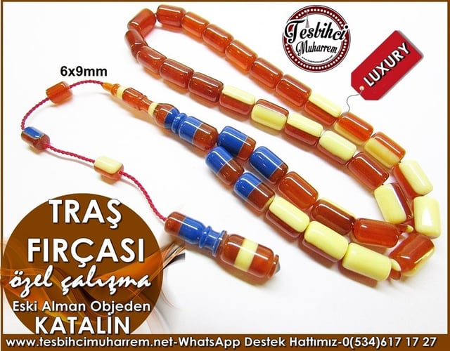 Özel Çalışma Eski Alman Tricolor Kapsül Model Objeden Katalin Tesbih Traş Fırçası