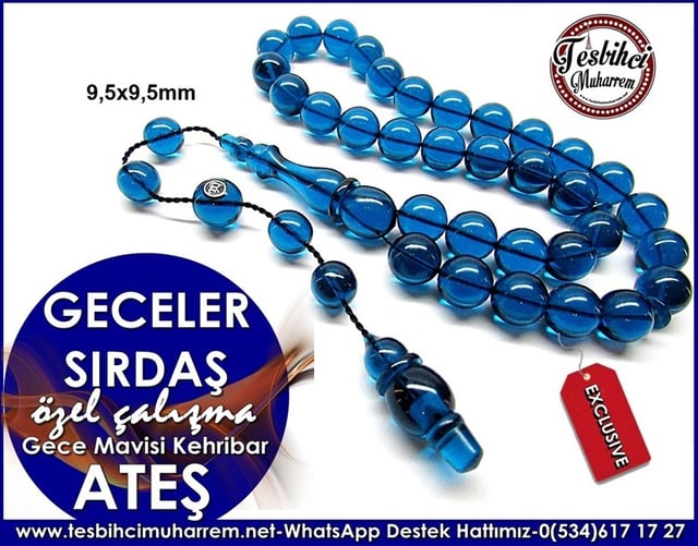 Özel Çalışma Gece Mavisi Ateş Kehribar Tesbih Geceler Sırdaş 