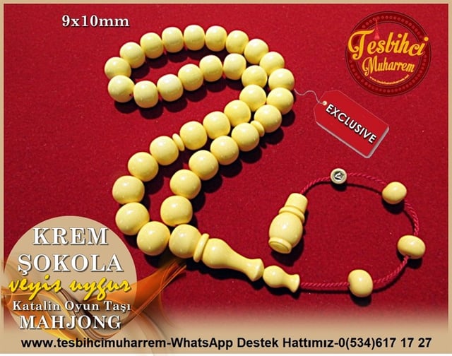 Özel Çalışma Mahjong Antika Çin Oyun Taşı Katalin Tesbih Krem Şokola