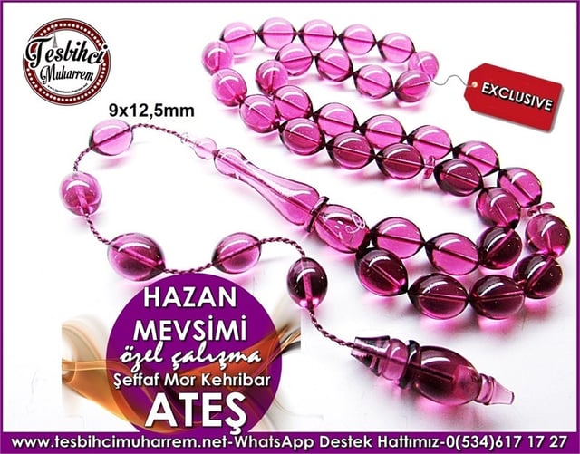 Özel Çalışma Mor Ateş Kehribar Tesbih Hazan Mevsimi