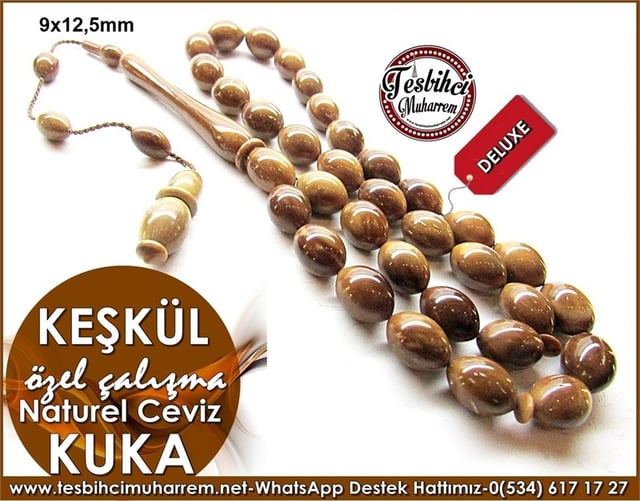 Özel Çalışma Naturel Kuka Cevizi Tesbih Keşkül