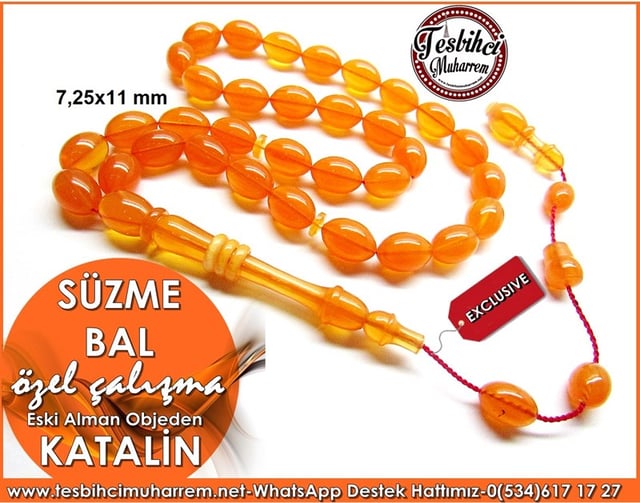 Özel Çalışma Orange Objeden Eski Alman Katalin Tesbih Süzme Bal