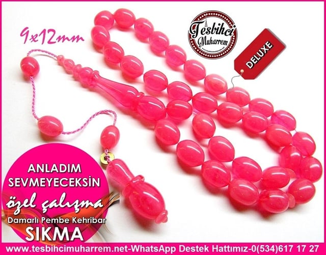 Özel Çalışma Pembe Sıkma Kehribar Tesbih Anladım Sevmeyeceksin