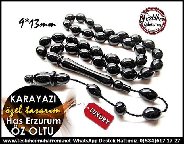 Özel Çalışma Saf Orjinal Erzurum Öz Oltu Taşı Tesbih Karayazı