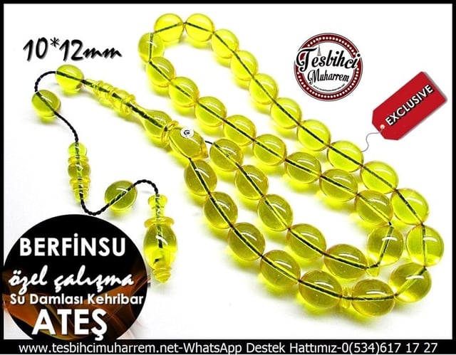 Özel Çalışma Su Damlası Ateş Kehribar Tesbih Berfinsu 