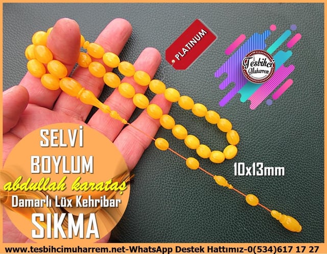 Kayısı Kehribar TesbihlerTM12894Özel Çalışma Uçlu Yuvarlak Kesim Lux Sarı Sıkma Kehribar Tesbih Seçil TespihSıkma Kehribar Lüx Çubuk Damarlı Selvi Boylum Tesbih