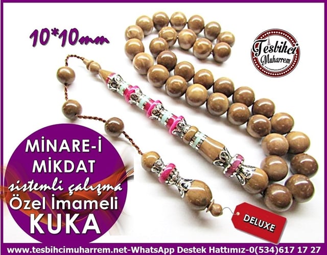 Özel Gümüş Katalin İmame Çalışma Naturel Kuka Cevizi Tesbih Minare-i Mikdat