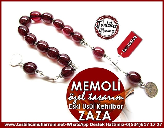 Özel Gümüş Tasarım Eski Usül Sıkma Kehribar Zaza Tesbih Memoli 