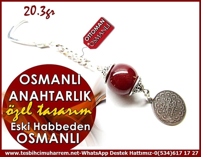 Özel Gümüş Tasarım Osmanlı Sıkma Kehribar Anahtarlık